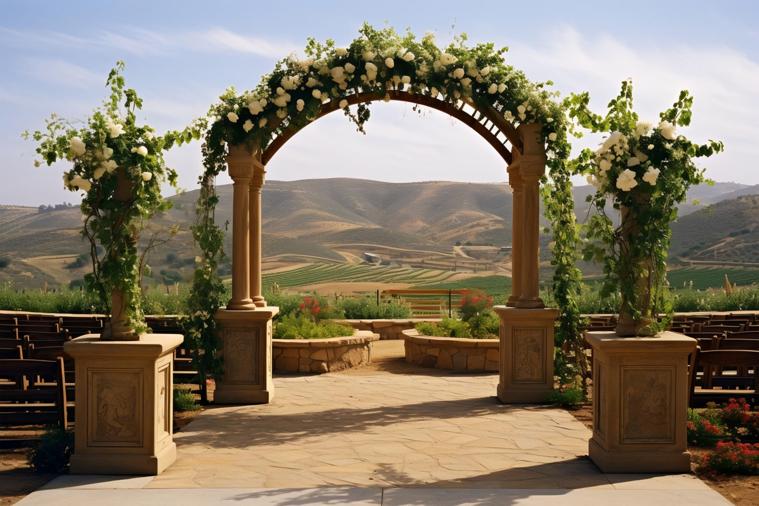 Bohemian Decoration Backdrop Floral Arch Hills Backdrop BRP10-610