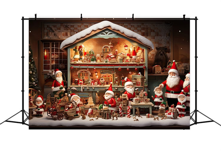 Christmas Backdrop Photography Santa's Workshop Gifts Backdrop BRP10-617