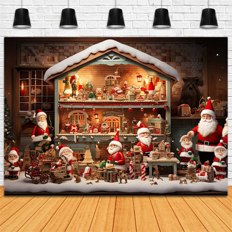 Christmas Backdrop Photography Santa's Workshop Gifts Backdrop BRP10-617