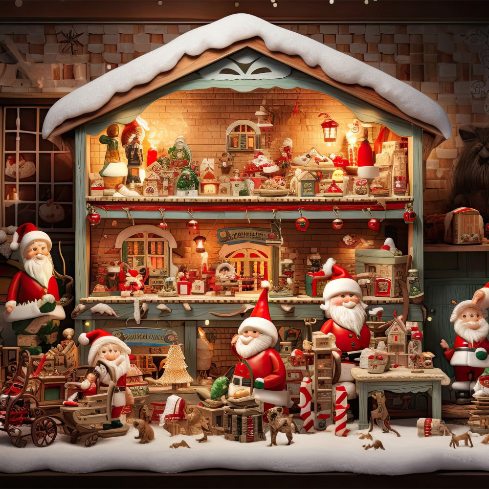 Christmas Backdrop Photography Santa's Workshop Gifts Backdrop BRP10-617