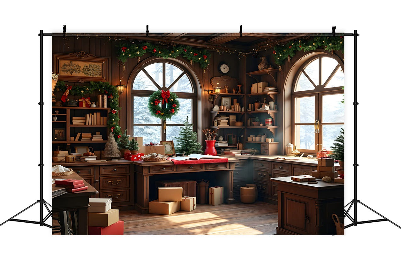 Christmas Photo Backdrops Santa's Workshop Gifts Backdrop BRP10-619