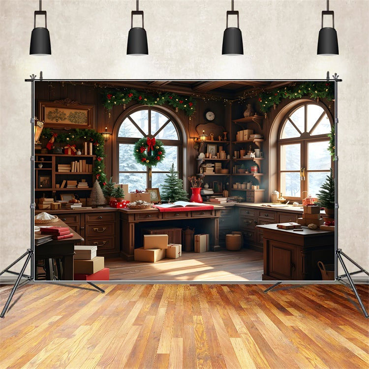 Christmas Photo Backdrops Santa's Workshop Gifts Backdrop BRP10-619