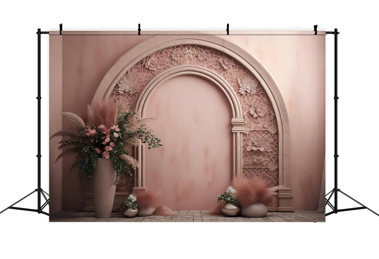 Soft Pastel Arch Floral Bouquets Boho Backdrop BRP10-62