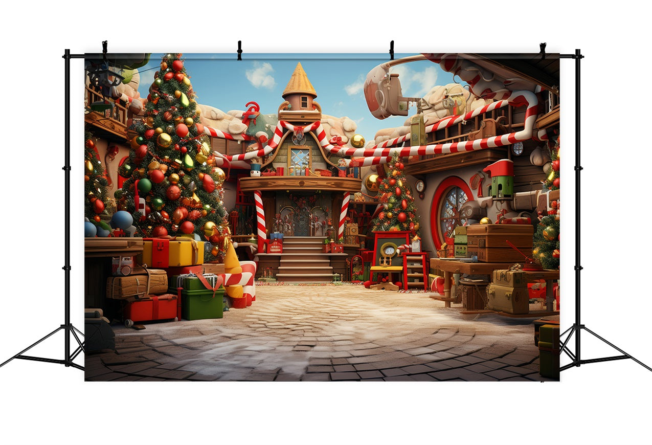 Christmas Photography Backdrop Santa's Workshop Preparation Backdrop BRP10-623