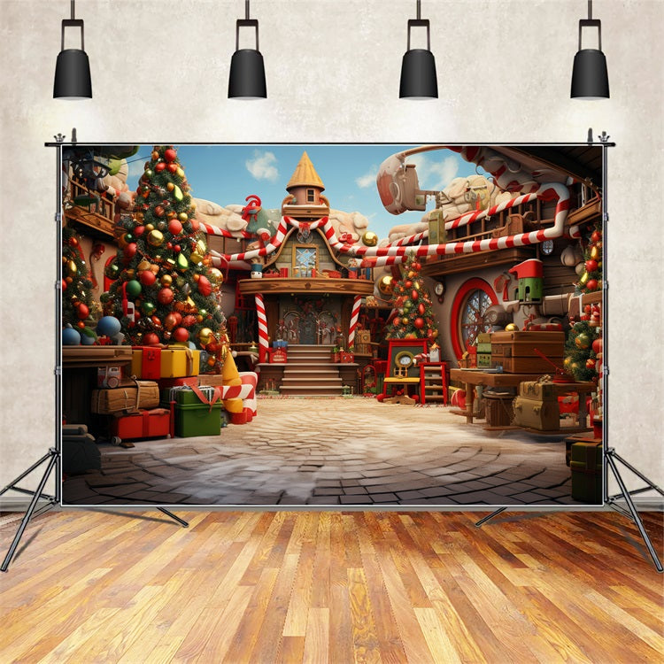 Christmas Photography Backdrop Santa's Workshop Preparation Backdrop BRP10-623