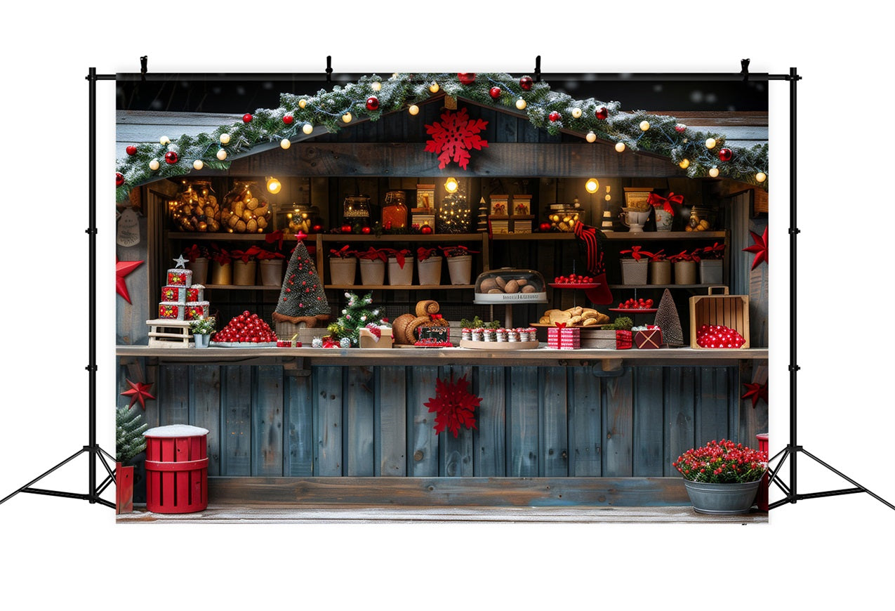 Christmas Photoshoot Backdrop Santa's Workshop Stall Treats Backdrop BRP10-624