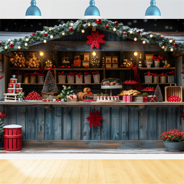 Christmas Photoshoot Backdrop Santa's Workshop Stall Treats Backdrop BRP10-624