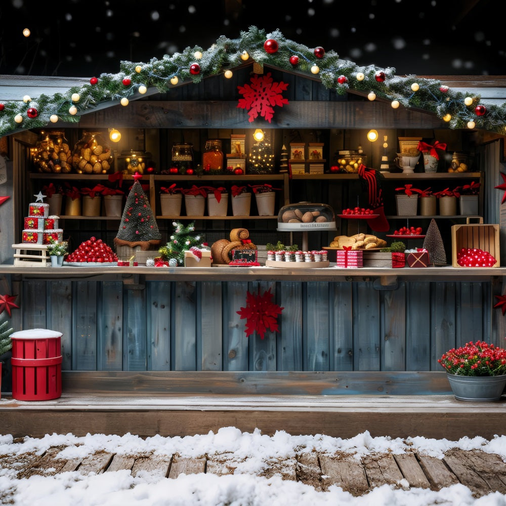 Christmas Photoshoot Backdrop Santa's Workshop Stall Treats Backdrop BRP10-624