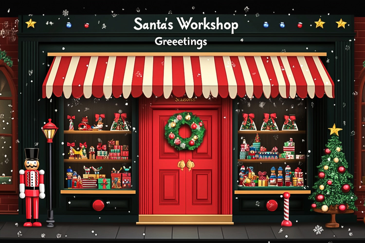 Christmas Tree Backdrop Santa's Workshop Entrance Backdrop BRP10-625