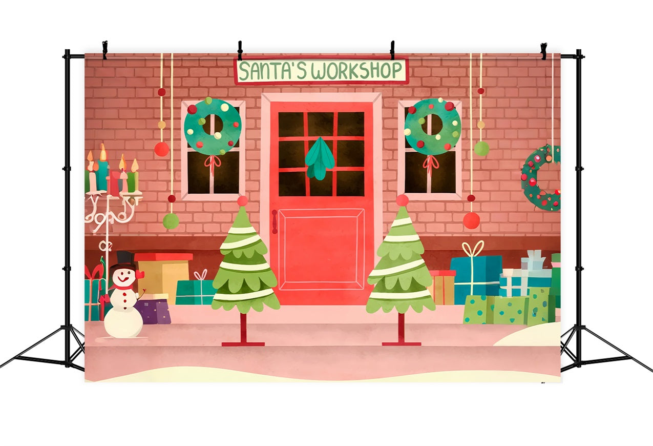 Christmas Backdrops Santa's Workshop Entrance Decor Backdrop BRP10-631