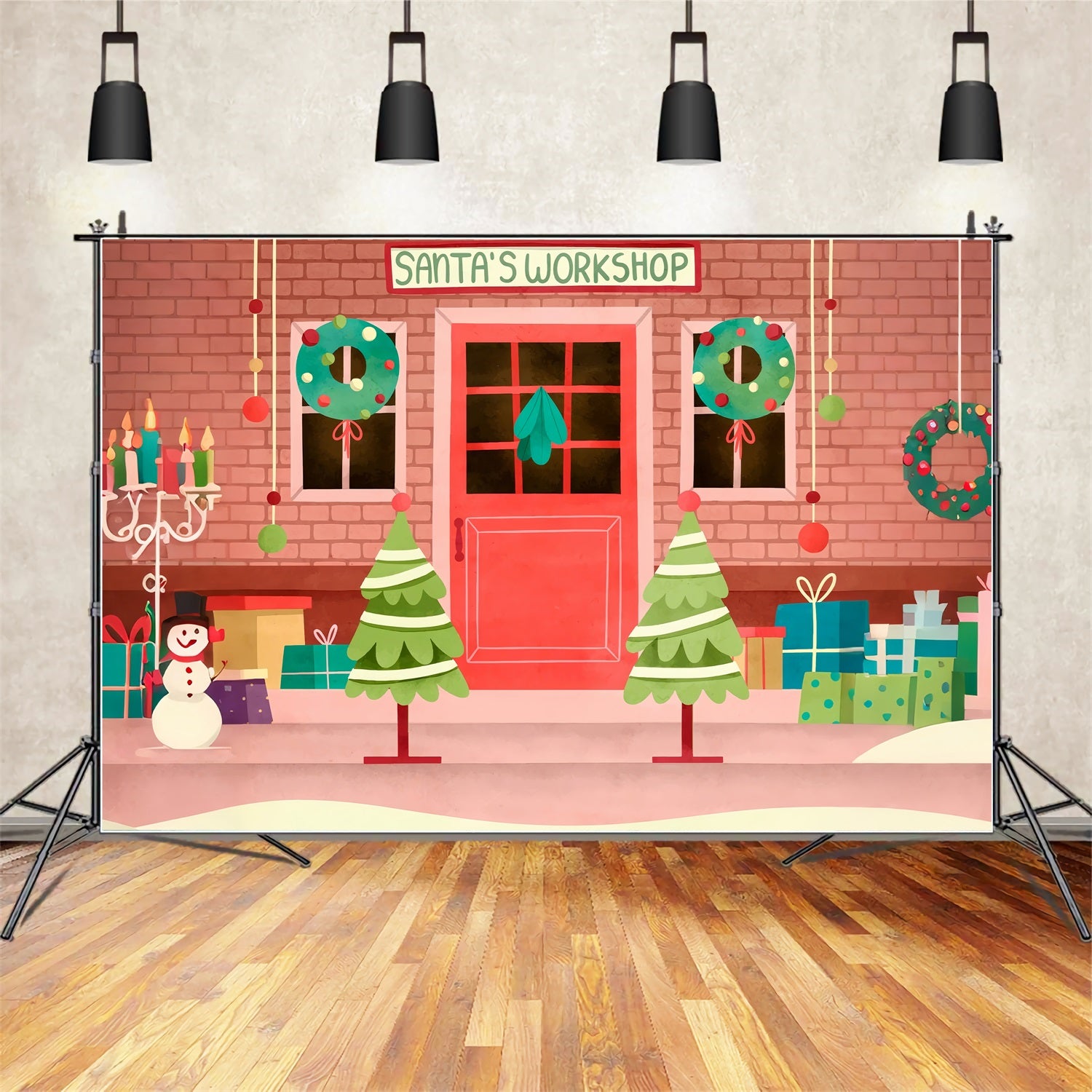 Christmas Backdrops Santa's Workshop Entrance Decor Backdrop BRP10-631