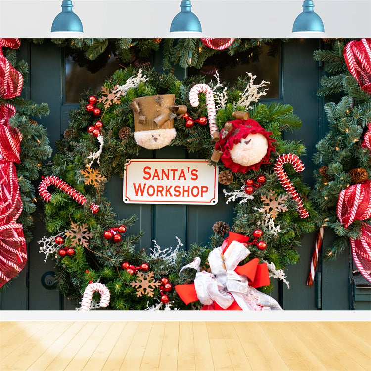 Christmas Backdrop Photos Santa's Workshop Decorations Backdrop BRP10-632