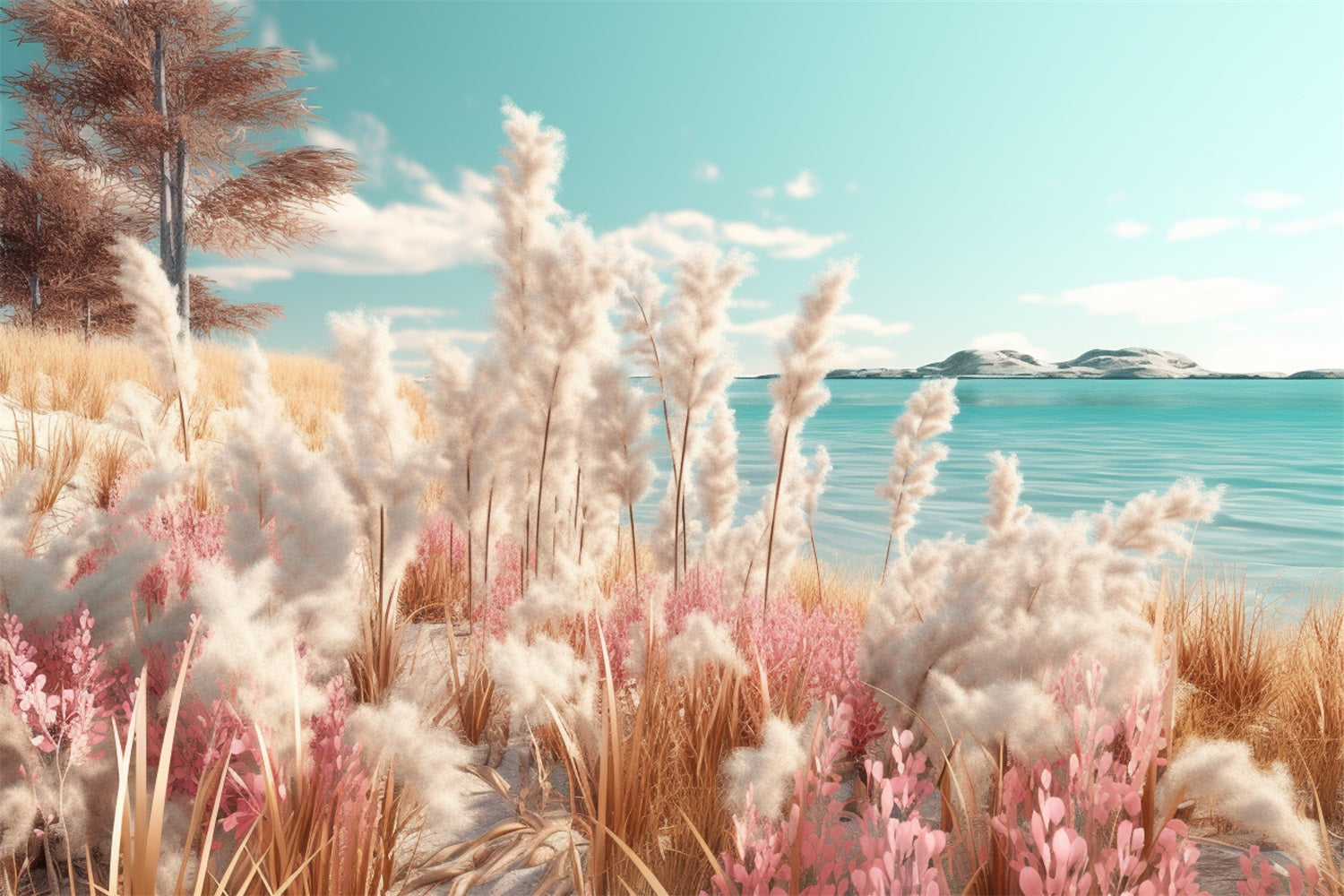 Dreamy Boho Beach Pink Accents Backdrop BRP10-66