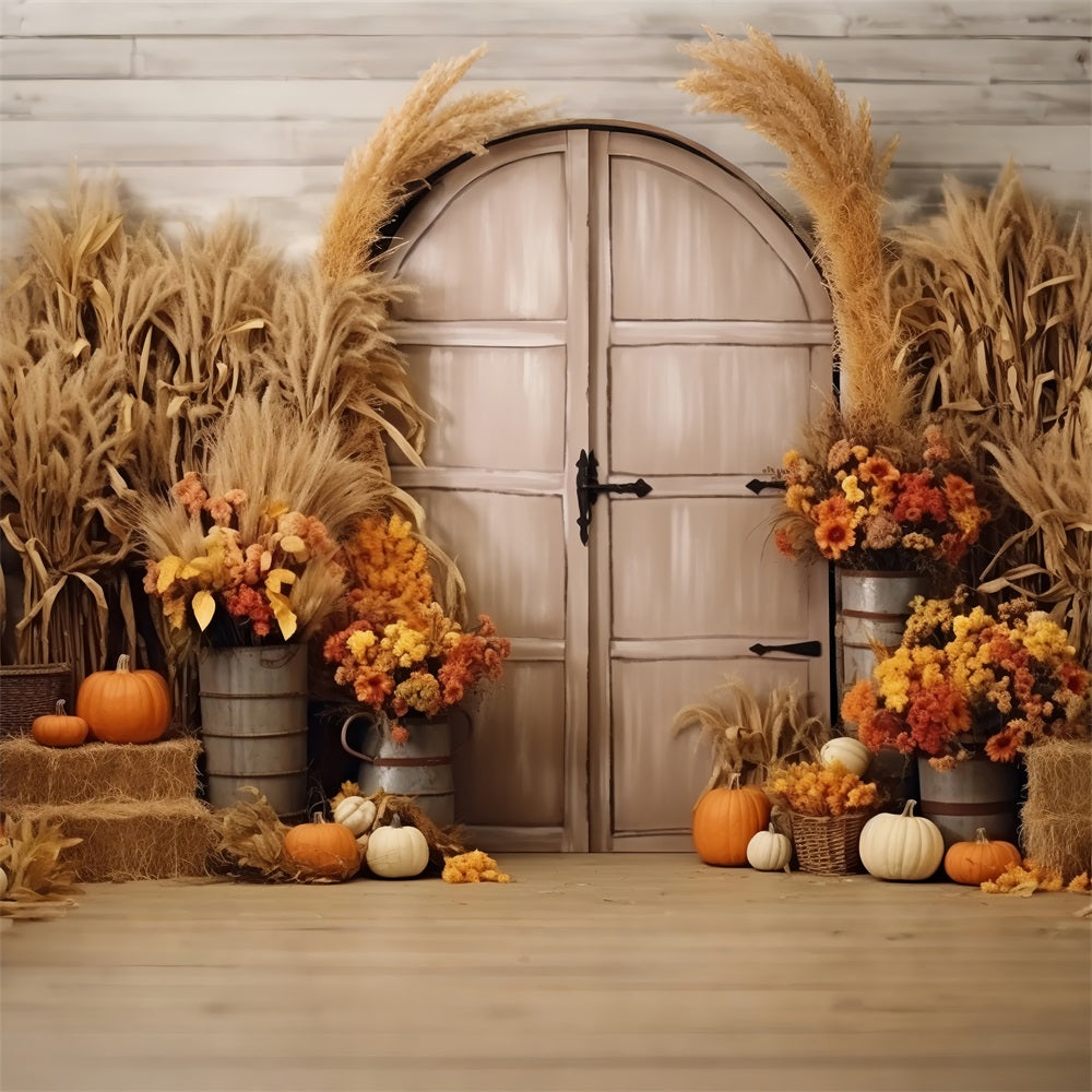 Boho Fall Harvest Scene Flowers Backdrop BRP10-67