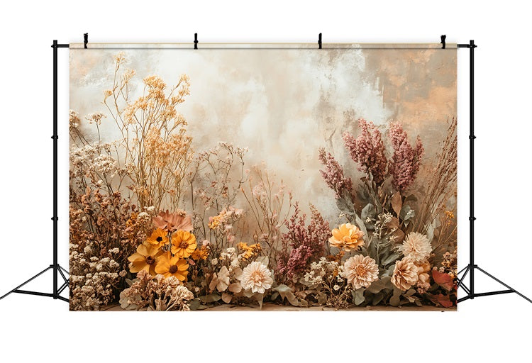 Warm Boho Dried Floral Textured Backdrop BRP10-74