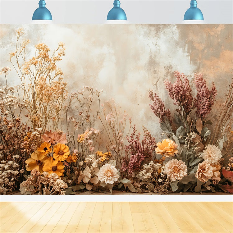 Warm Boho Dried Floral Textured Backdrop BRP10-74