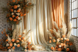 Boho Elegant Draped Curtain Floral Backdrop BRP10-75