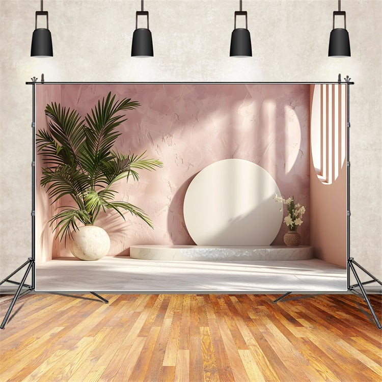 Delicate Boho Aesthetic Pink Wall Palm Backdrop BRP10-77