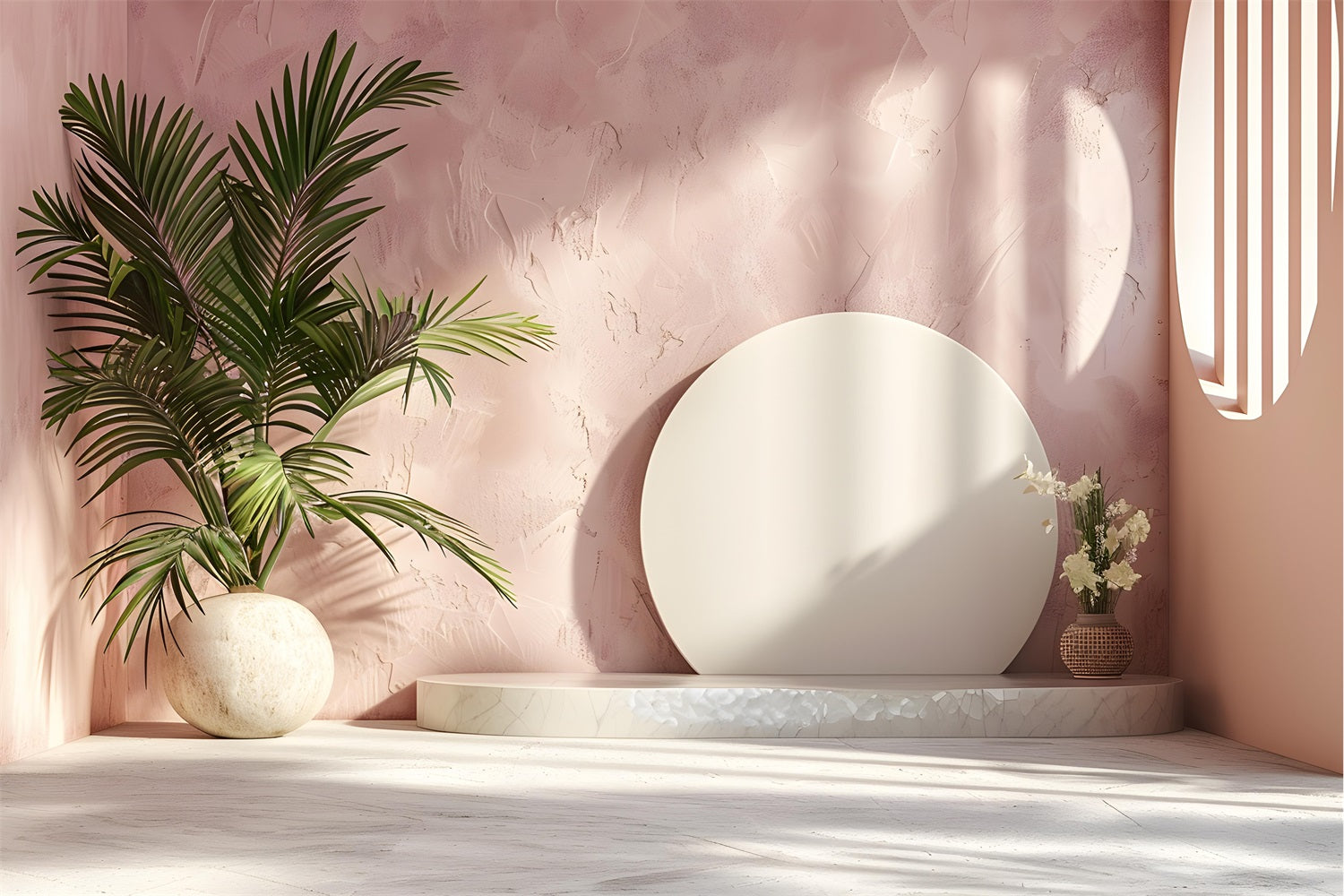 Delicate Boho Aesthetic Pink Wall Palm Backdrop BRP10-77