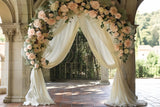 Bohemian Floral Archway White Curtains Backdrop BRP10-80