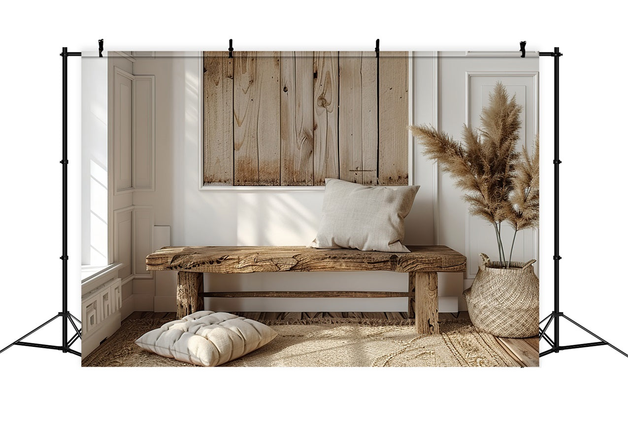 Simple Boho Wooden Bench Natural Backdrop BRP10-82