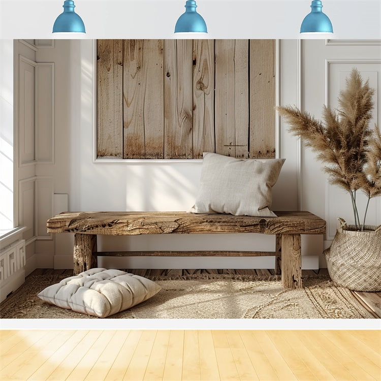 Simple Boho Wooden Bench Natural Backdrop BRP10-82