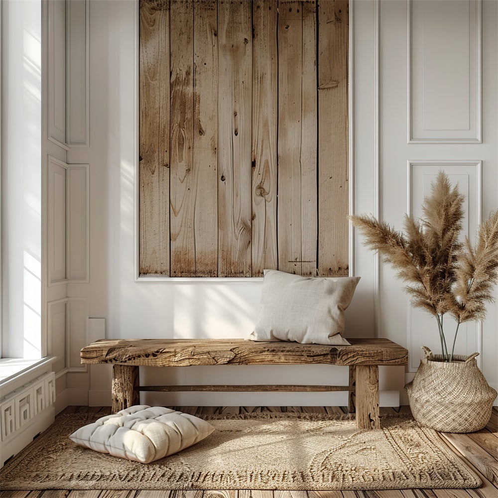 Simple Boho Wooden Bench Natural Backdrop BRP10-82