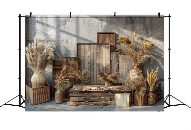 Vintage Wooden Crates Floral Boho Backdrop BRP10-84