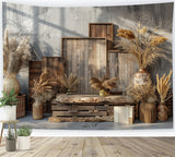 Vintage Wooden Crates Floral Boho Backdrop BRP10-84