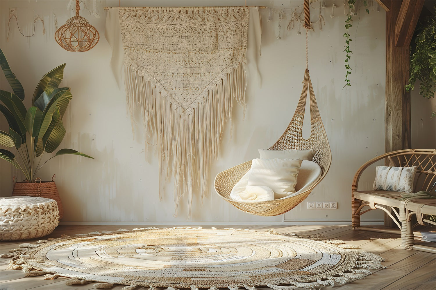 Natural Light Boho Hanging Chair Backdrop BRP10-87