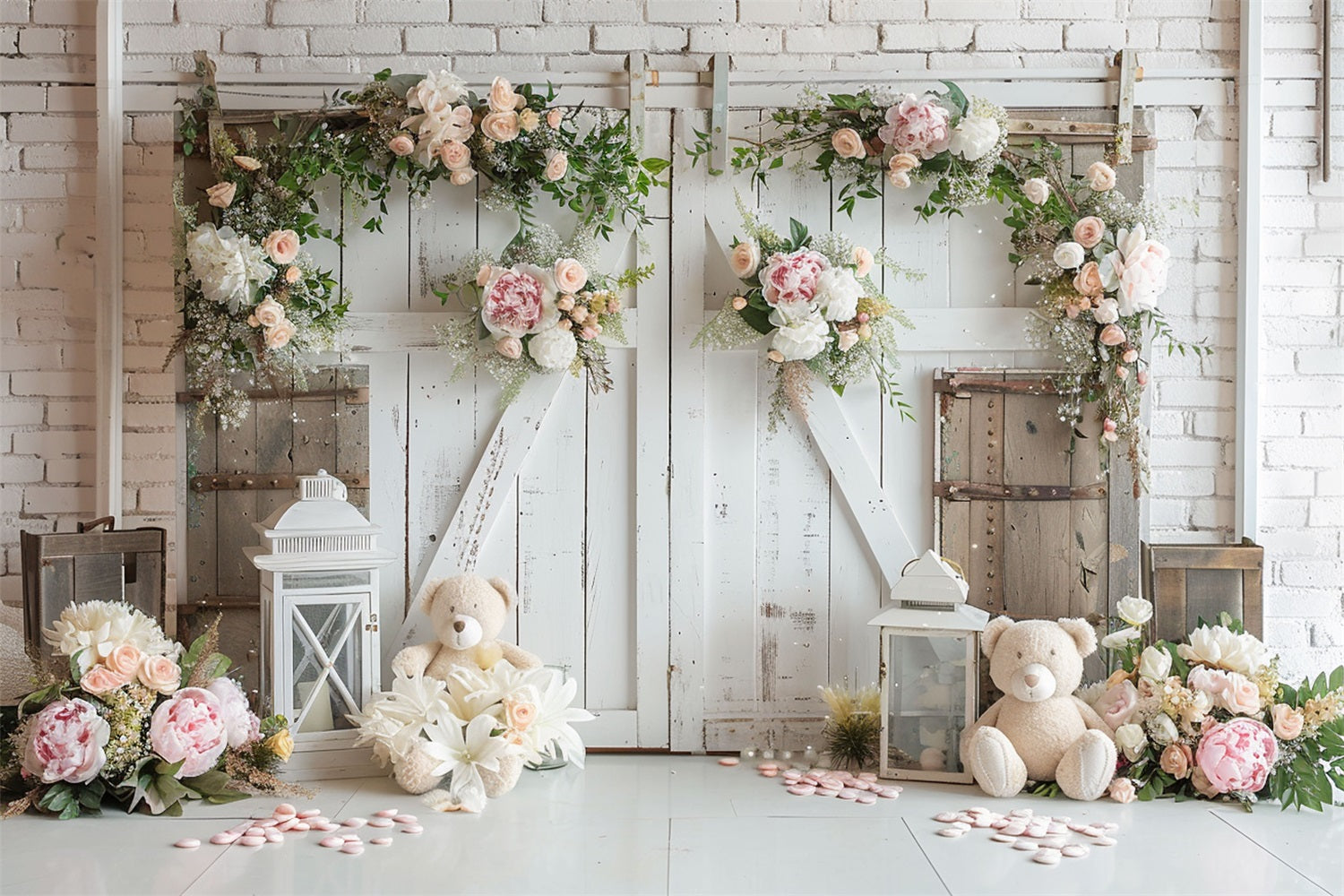 Romantic White Flower Wedding Boho Backdrop BRP10-95