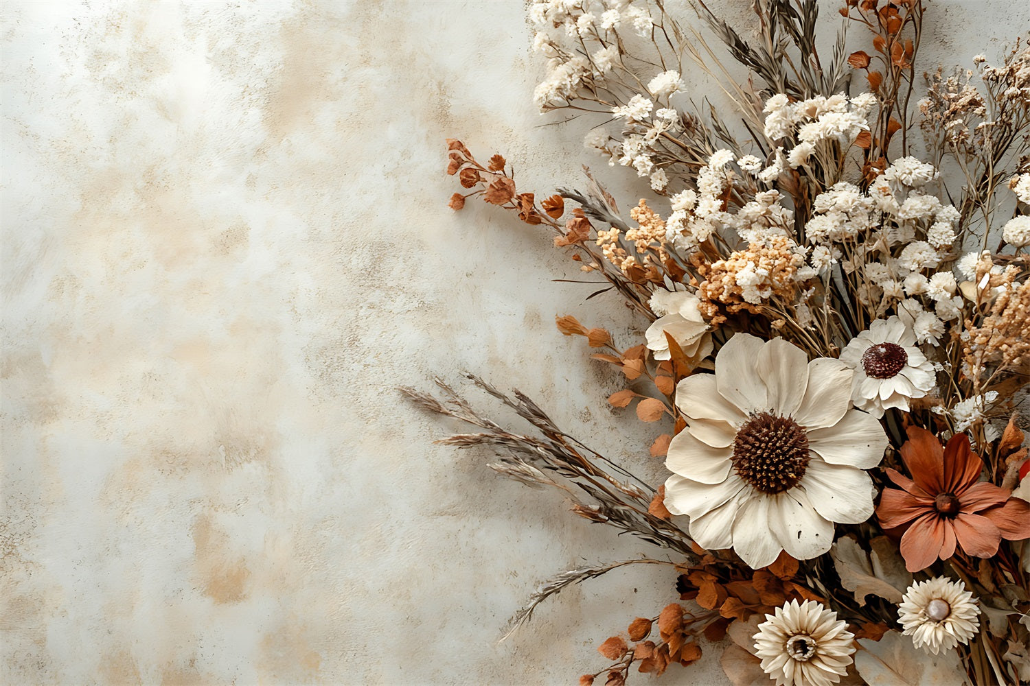 Boho Minimalist Dried Floral Arrangement Backdrop BRP10-96