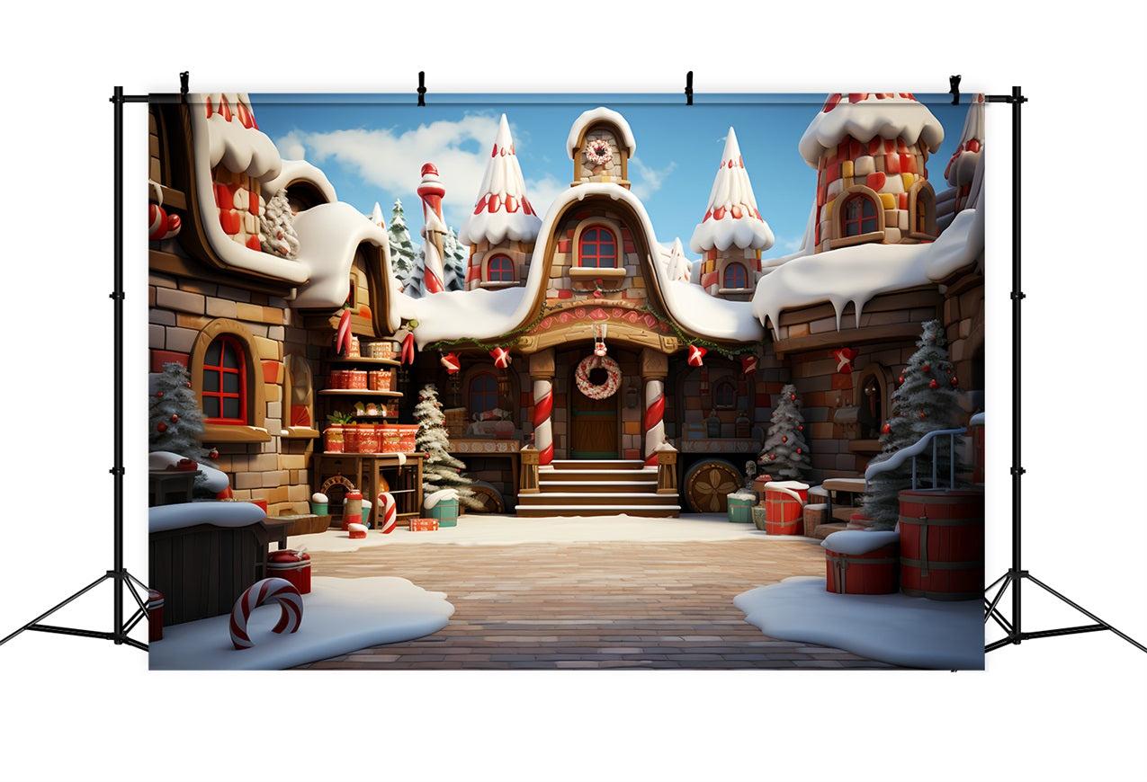 Christmas Backdrop Ideas Santa's Workshop Sweet Treat Factory Backdrop BRP11-102