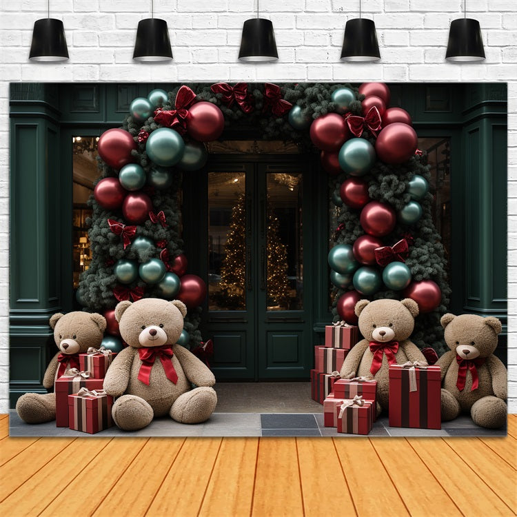 Christmas Backdrop Background Santa's Workshop Jolly Bears Presents Backdrop BRP11-103