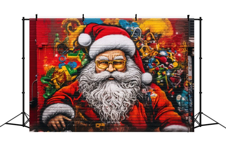 Christmas Backdrop Colorful Santa Wall Art Backdrop BRP11-105