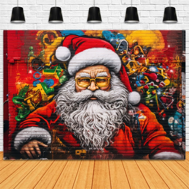 Christmas Backdrop Colorful Santa Wall Art Backdrop BRP11-105