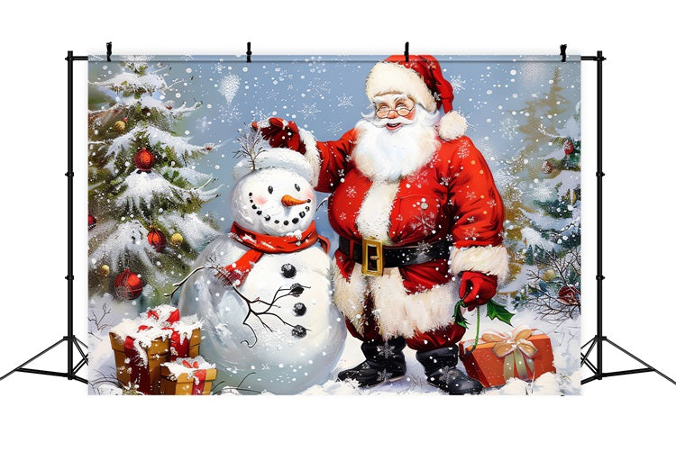 Christmas Backdrops Santa Snowman Holiday Backdrop BRP11-107