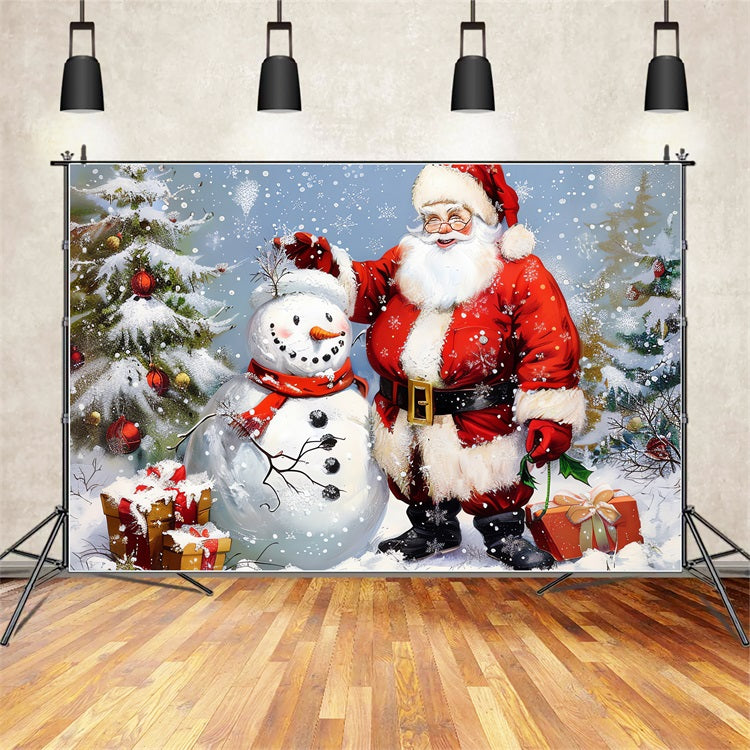 Christmas Backdrops Santa Snowman Holiday Backdrop BRP11-107