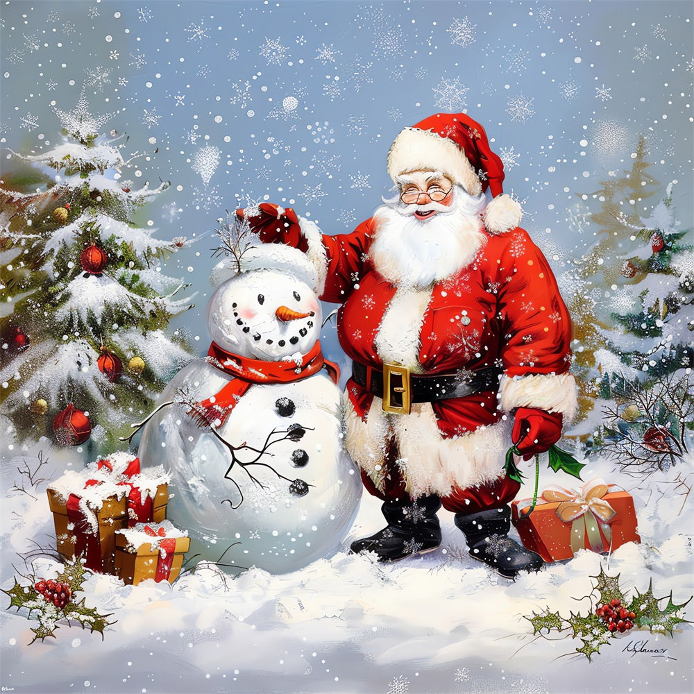 Christmas Backdrops Santa Snowman Holiday Backdrop BRP11-107