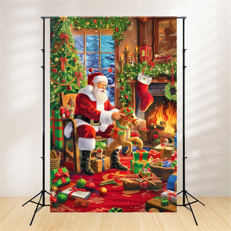 Christmas Tree Backdrop Festive Fireplace Santa Backdrop BRP11-108