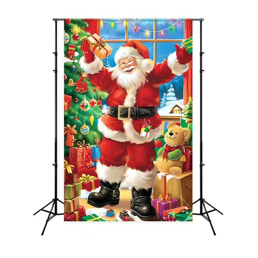 Christmas Photo Backdrops Santa Claus Jolly Gift Backdrop BRP11-109