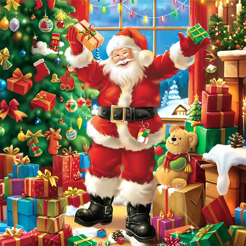 Christmas Photo Backdrops Santa Claus Jolly Gift Backdrop BRP11-109