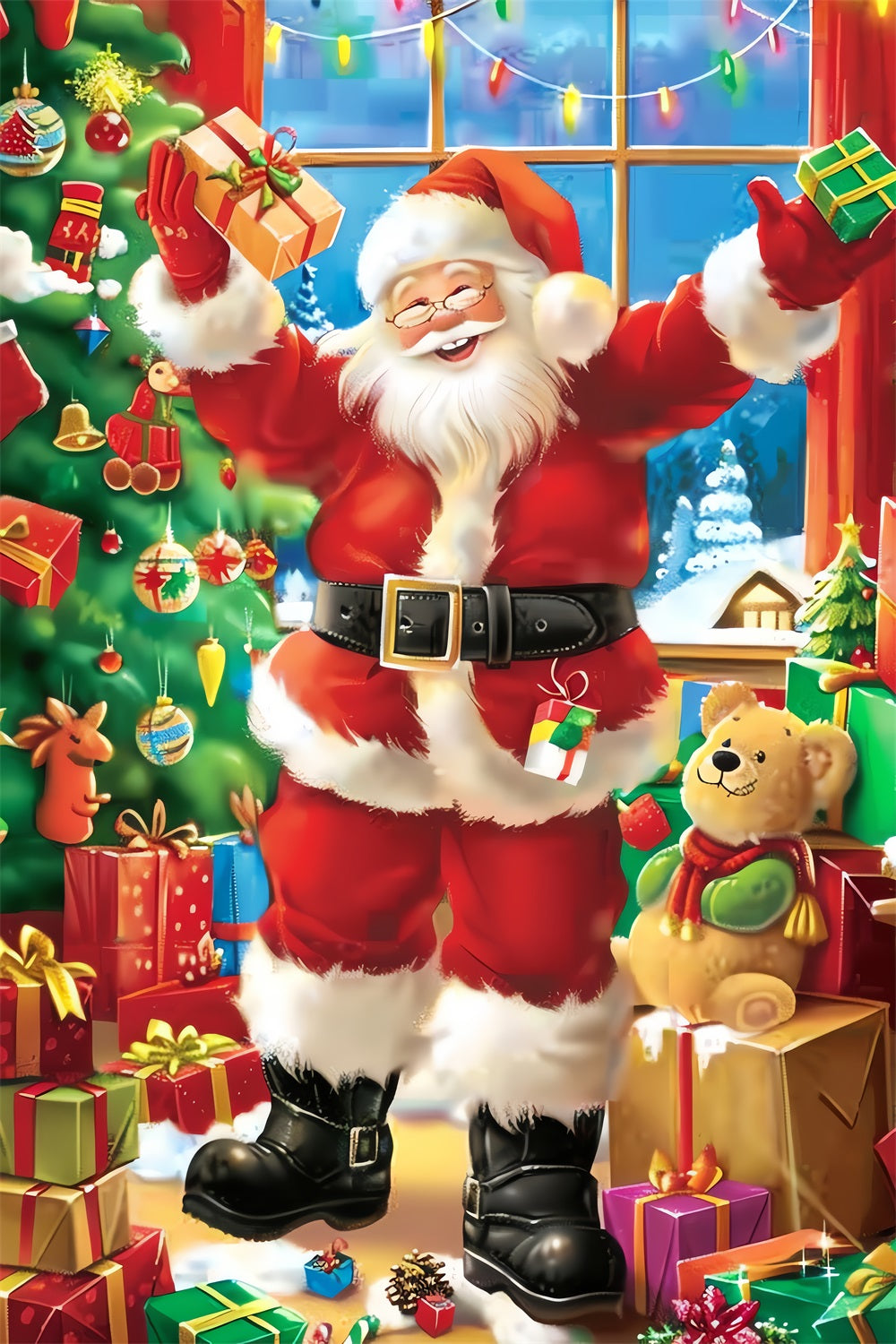 Christmas Photo Backdrops Santa Claus Jolly Gift Backdrop BRP11-109