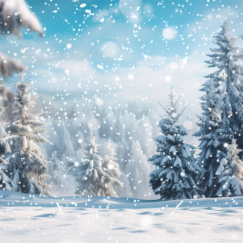 Winter Scene Backdrop Landscape Falling Snowflakes Backdrop BRP11-11