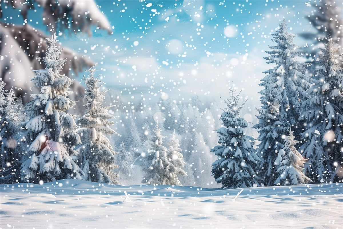 Winter Scene Backdrop Landscape Falling Snowflakes Backdrop BRP11-11