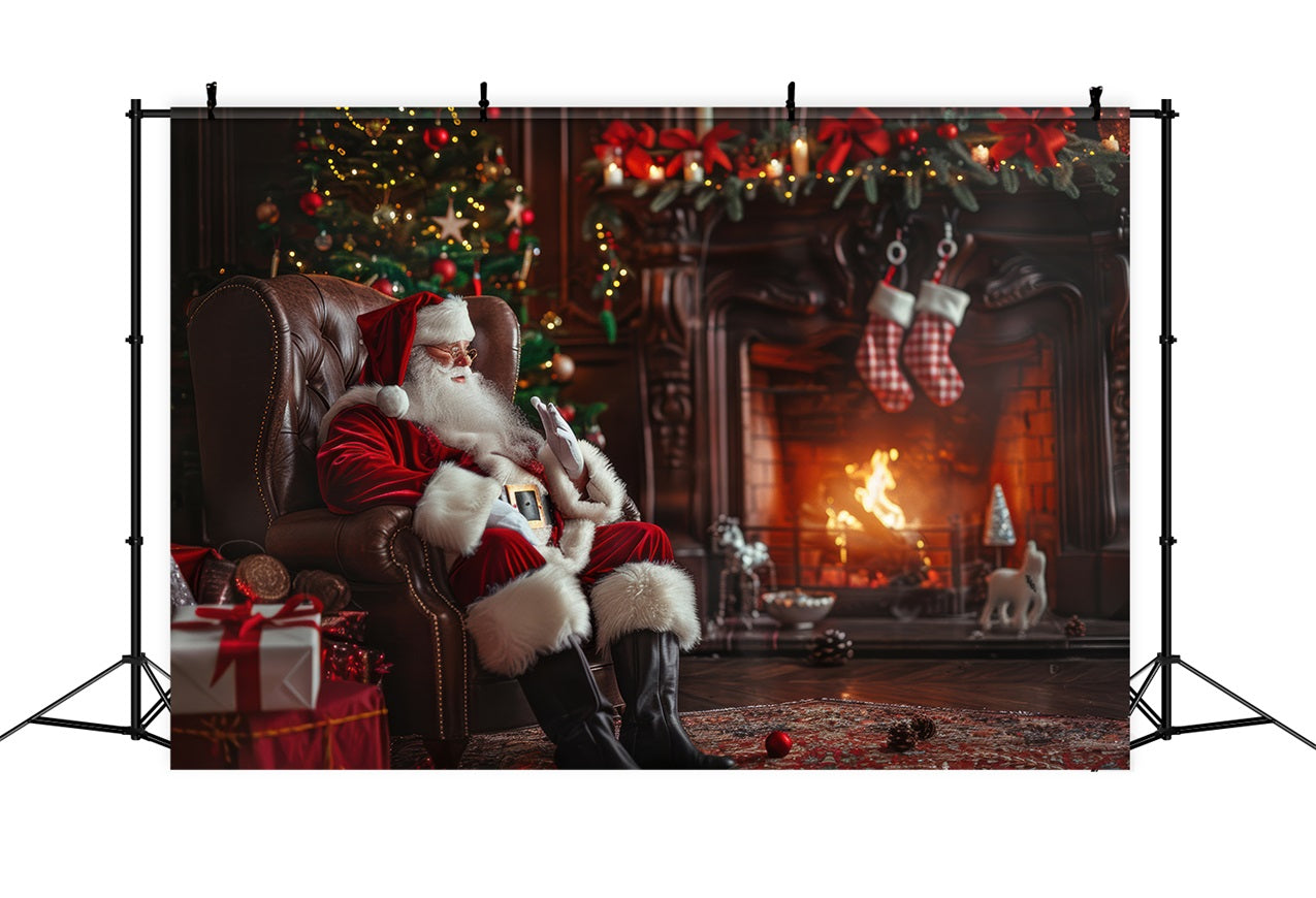 Backdrop Christmas Santa Claus Cozy Fireplace Backdrop BRP11-110