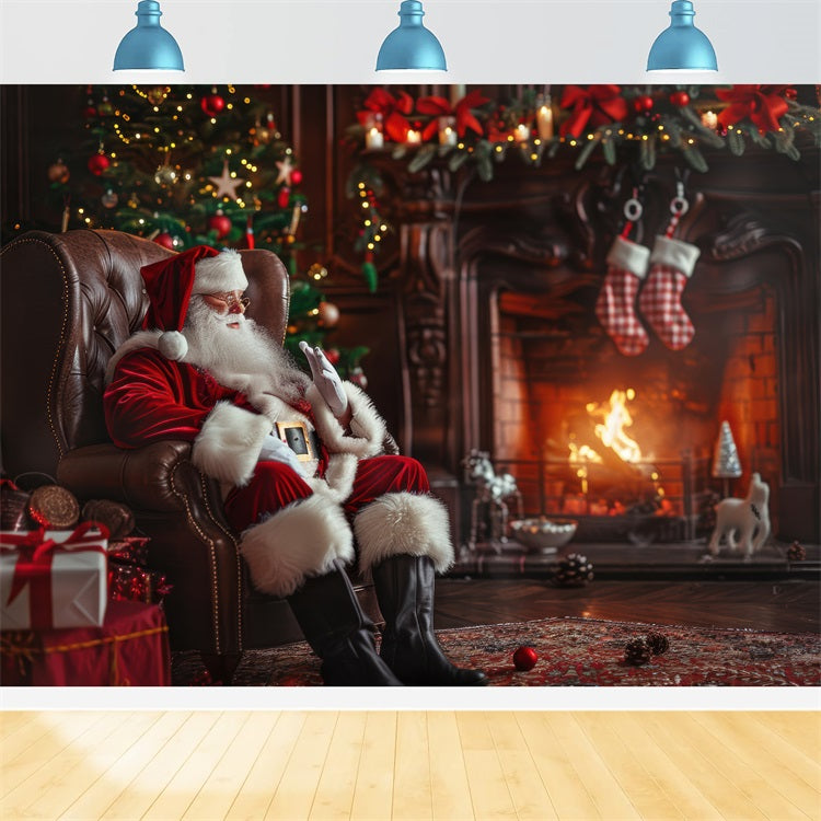 Backdrop Christmas Santa Claus Cozy Fireplace Backdrop BRP11-110