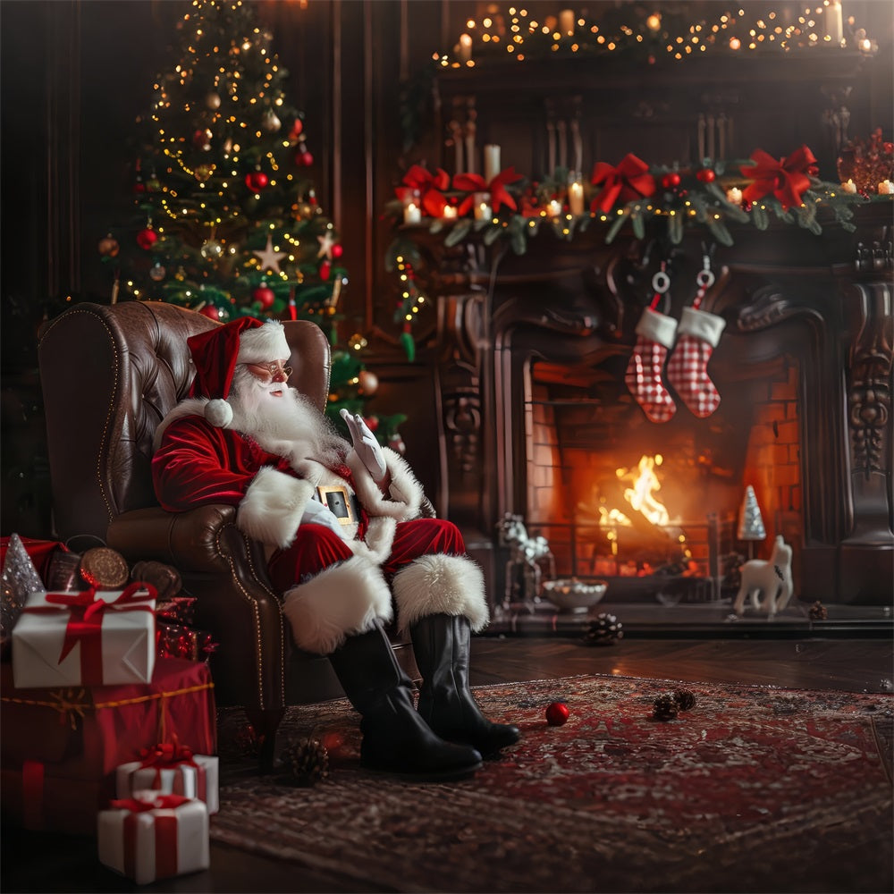 Backdrop Christmas Santa Claus Cozy Fireplace Backdrop BRP11-110