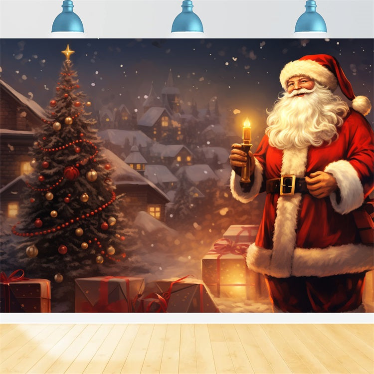 Christmas Photoshoot Backdrop Eve Santa Lit Candle Backdrop BRP11-114