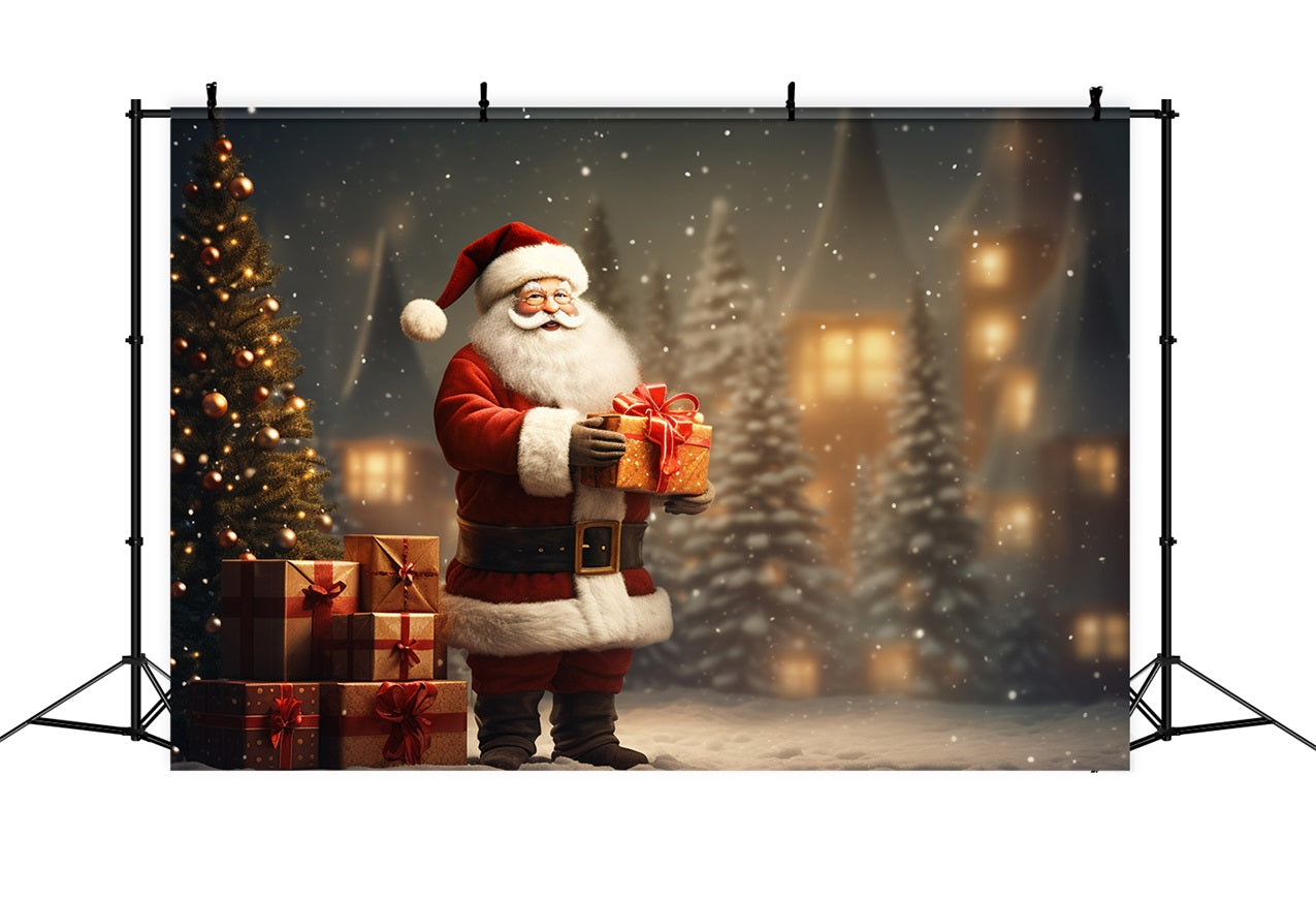 Christmas Photography Backdrops Santa Gift Snowy Wonderland Backdrop BRP11-115